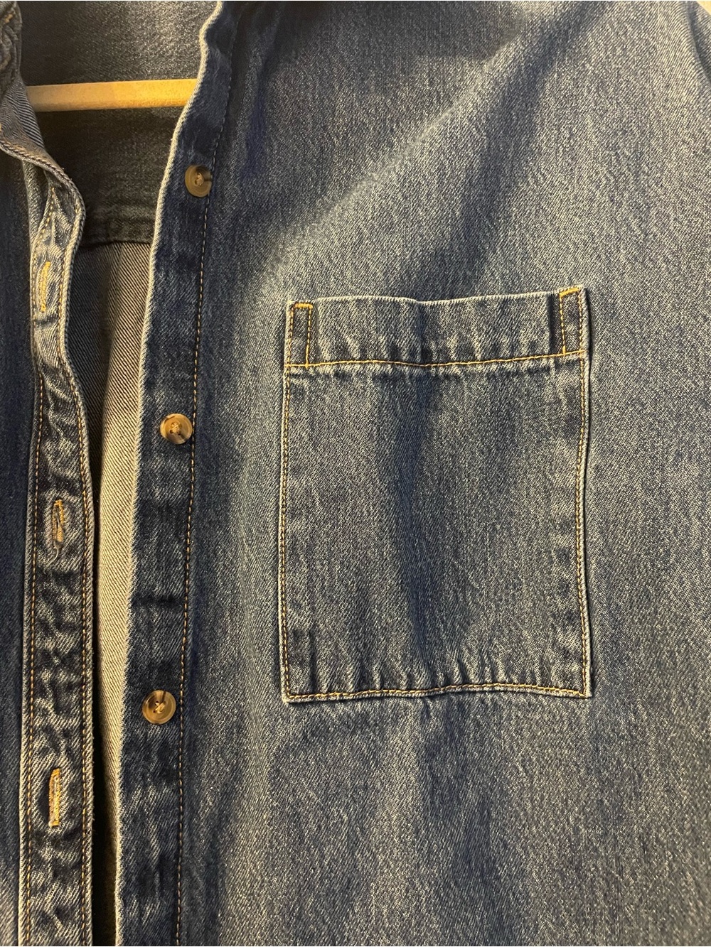 Women's Oversized Denim Button-Up Shirt - Picture 3 of 5